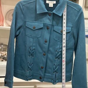 Chic Faux Suede Jacket with Button Accents.